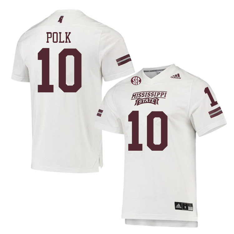 Men #10 Makai Polk Mississippi State Bulldogs College Football Jerseys Sale-White